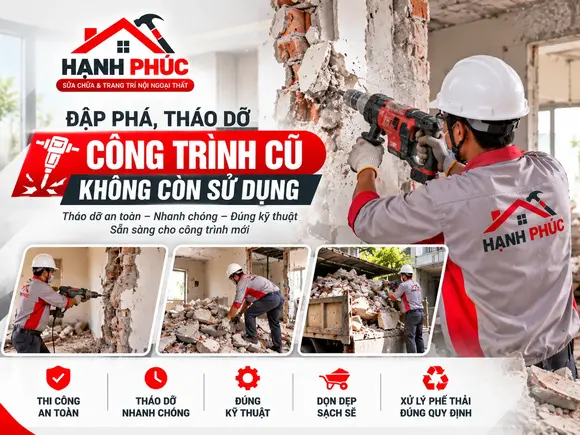 Dịch Vụ Đập Phá, Tháo Dỡ Công Trình Cũ Chuyên Nghiệp – Hạnh Phúc