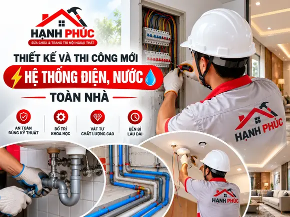 Thiết kế và thi công mới hệ thống điện, nước toàn nhà