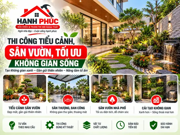 Thi Công Tiểu Cảnh, Sân Vườn, Tối Ưu Không Gian Sống – Hạnh Phúc