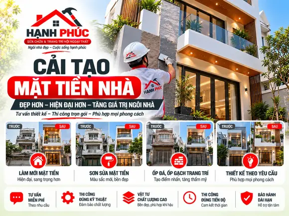 Cải Tạo Mặt Tiền Nhà Đẹp, Hiện Đại Tại TP.HCM – Hạnh Phúc