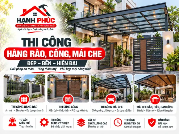 Thi Công Hàng Rào, Cổng, Mái Che Đẹp, Chắc Chắn Tại TP.HCM – Hạnh Phúc