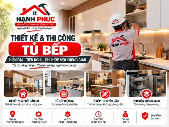 Thiết Kế Và Thi Công Tủ Bếp Đẹp, Hiện Đại Theo Yêu Cầu – Hạnh Phúc