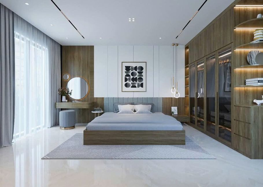 Cửa lùa gỗ công nghiệp